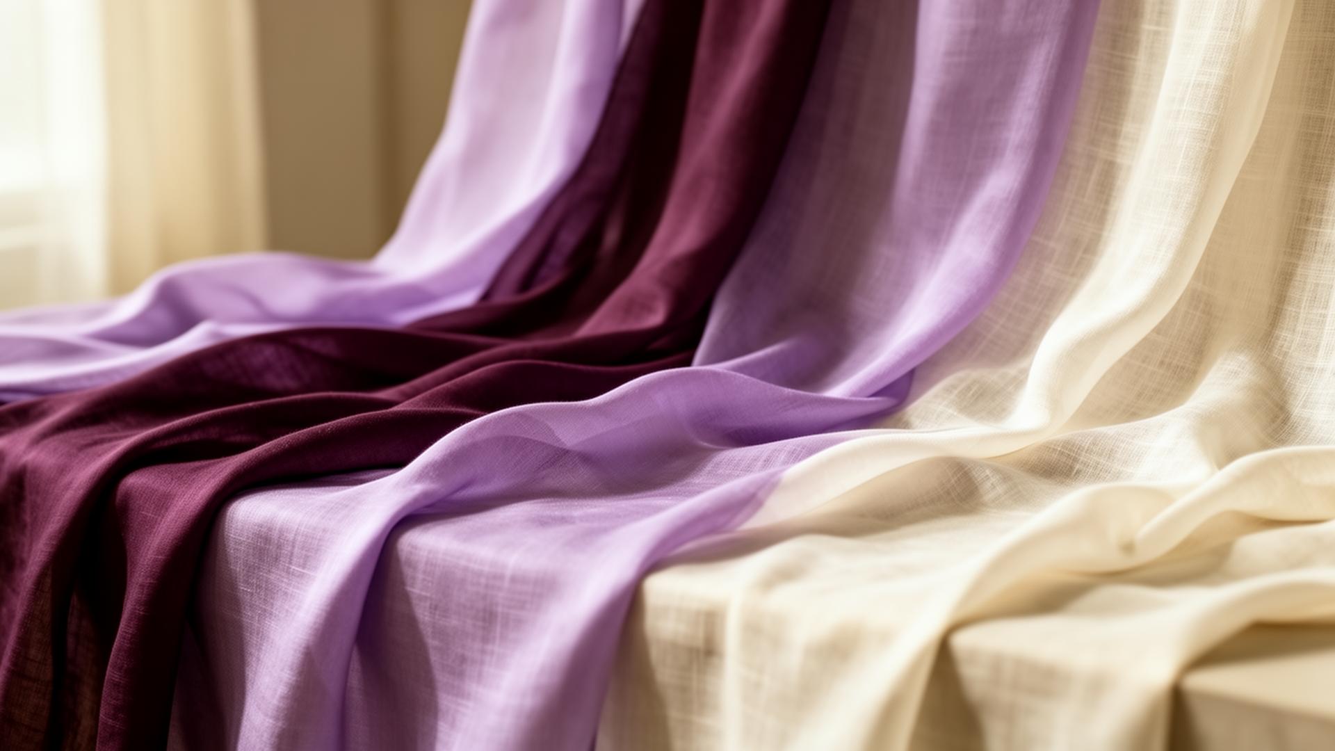 Layered lavender & ivory fabrics